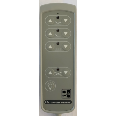 Télécommande Corona Medical Timotion – 9 Touches – 33-32979 / 33-32636 / TH12-2177-002 – RJ50 Étanche Coudée Grise